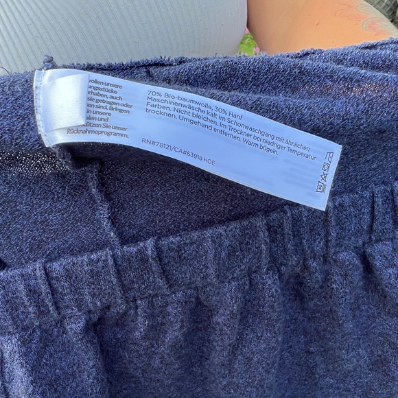 EILEEN FISHER Blue stretch-waist Organic Cotton & Hemp knit pants - Picture 4 of 4